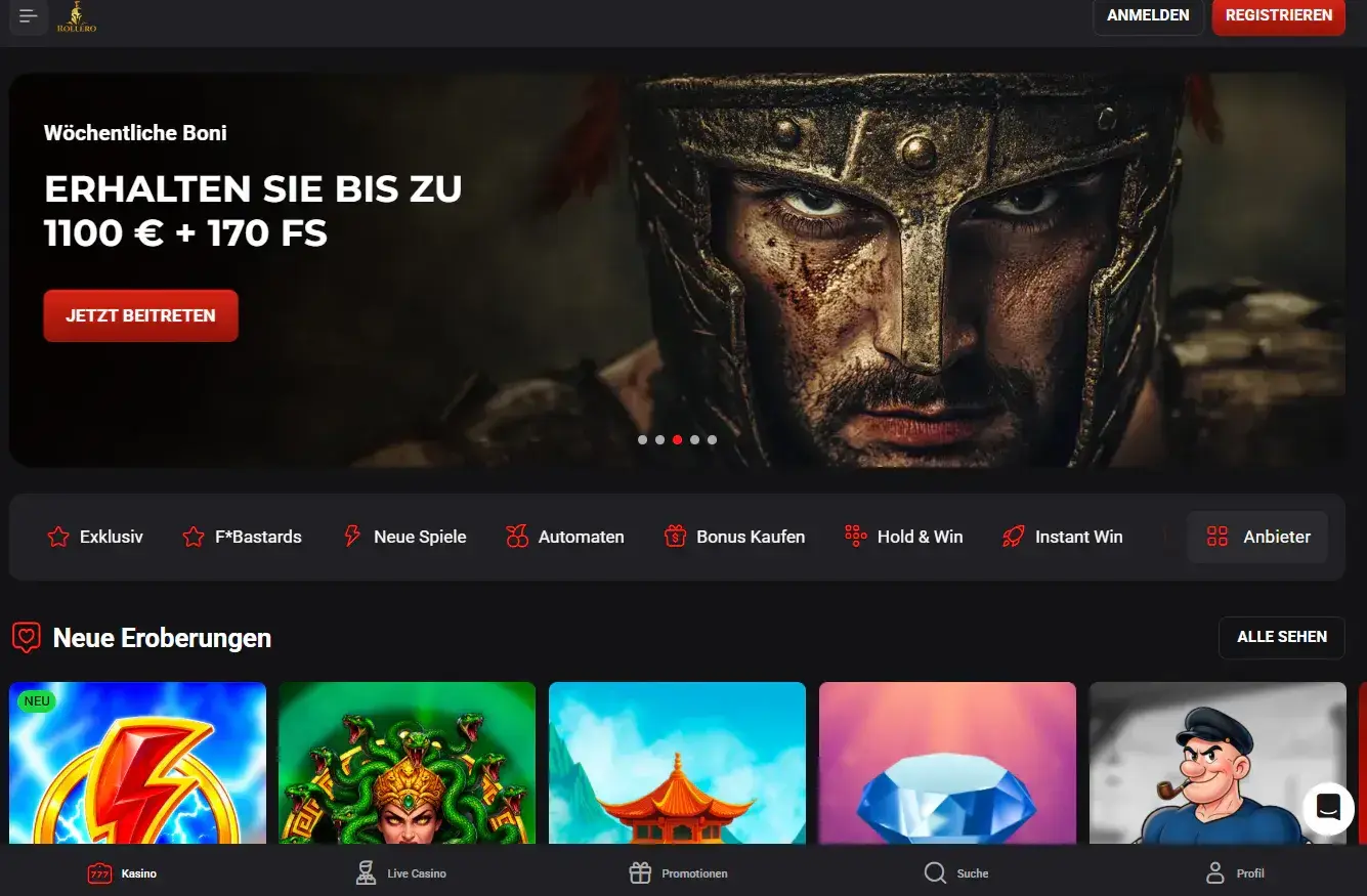 Aktuelle deutsche Rollero-Startseite